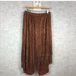 Anthropologie Maeve Metallic Copper Skirted Pants